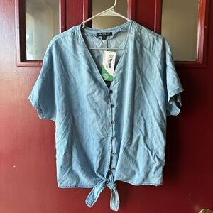 Velvet Heart, Chambray Denim Top, Medium Blue Wash, Med - NWT